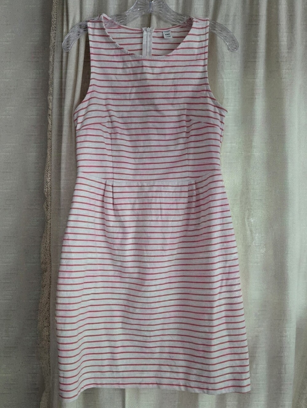 Old Navy Ponte Dress White with Pink Stripes